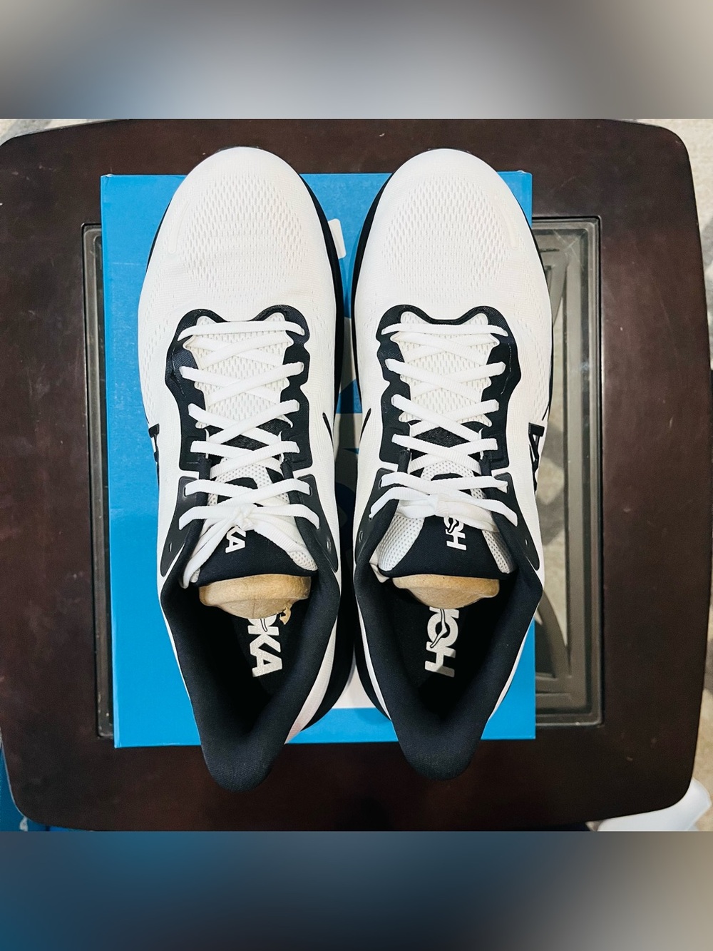 Sz 13 Hoka One One Clifton 11 White/Black Men's Running Sneakers 1176572-WBLC - Picture 4 of 7